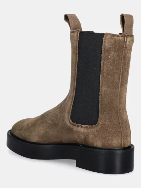 Semišové kotníkové boty Calvin Klein CONVAVE WELT CHESEA SUEDE na plochém hnědá
