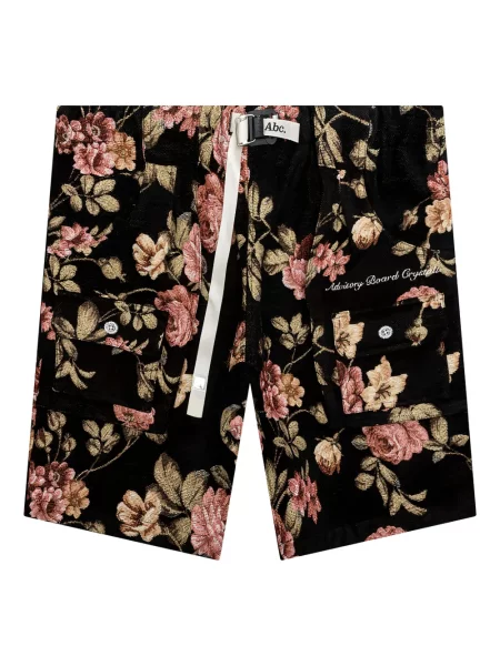 Pantaloni scurți Advisory Board Crystals cu model floral din jacard de cristal negru