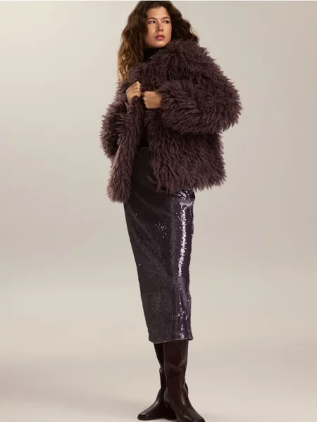 Reserved Спідниця міді з паєтками темно-фіолетовий фіолетова