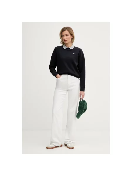 Dzianinowa bluza Lacoste ze sznurkiem niebieska