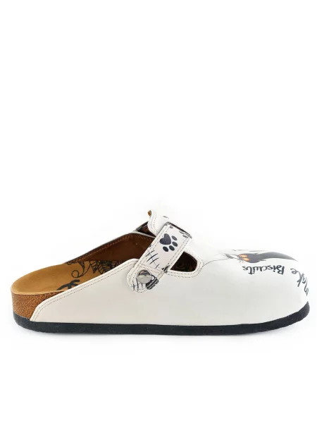 Goby Saboţi Women shoes Goby-Calceo mules with cats alb