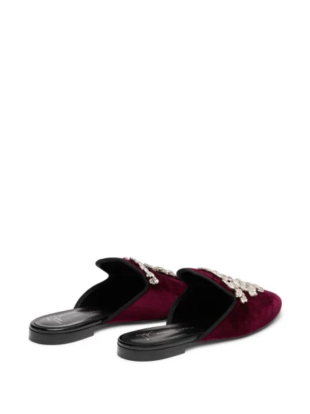 Mulės Giuseppe Zanotti velvetinės su kristalais raudona