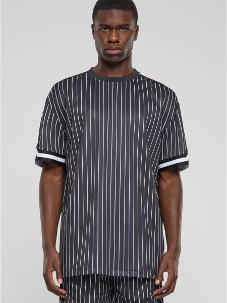 Tricou Urban Classics cu dungi plasă alb