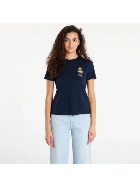 Tričko Tommy Hilfiger TH Crest Embroidery Crew Neck T-Shirt Blue XS modré