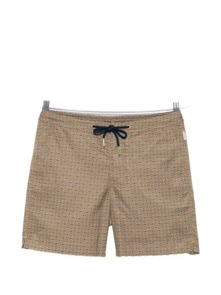 Slip de baie Orlebar Brown cu imprimeu geometric cu cordon maro