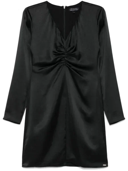 Satynowa mała sukienka mini Armani Exchange garniturowa czarna