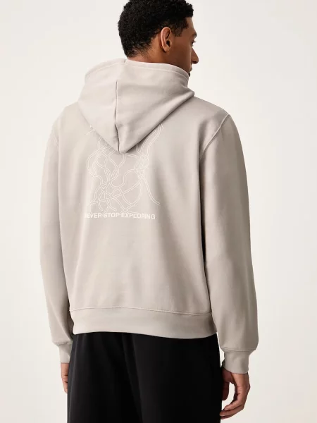 The North Face bluza z kapturem z bawełną Relaxed szara