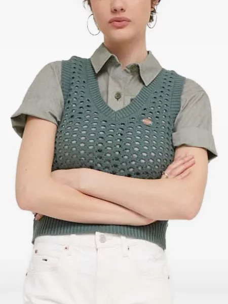 Vestă Dickies cu decolteu în V ajurata verde