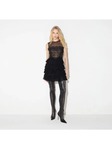 Sukienka mini Elisabetta Franchi w kwiatki czarna