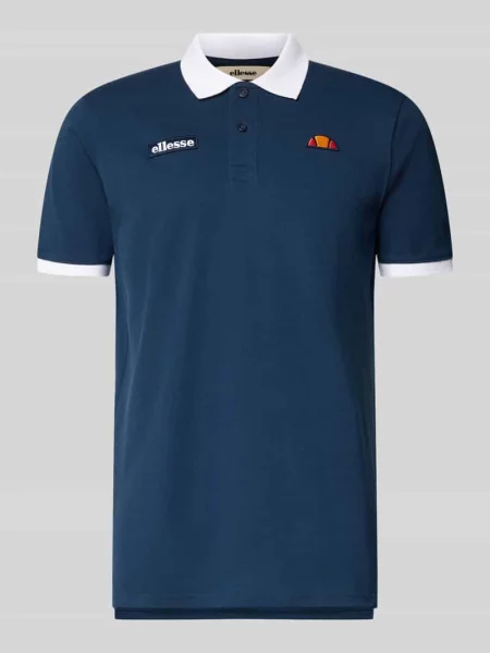 Koszulka polo o kroju regular fit z haftami z logo Ellesse granatowa