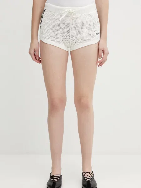 ADIDAS ORIGINALS Hlače KNITTED CROCHET crna / vuneno bijela bež