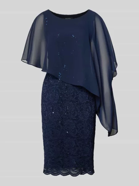 Sukienka koktajlowa o długości do kolan z cekinowym obszyciem Swing niebieska