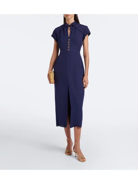 Rochie midi Alessandra Rich de mătase albastru