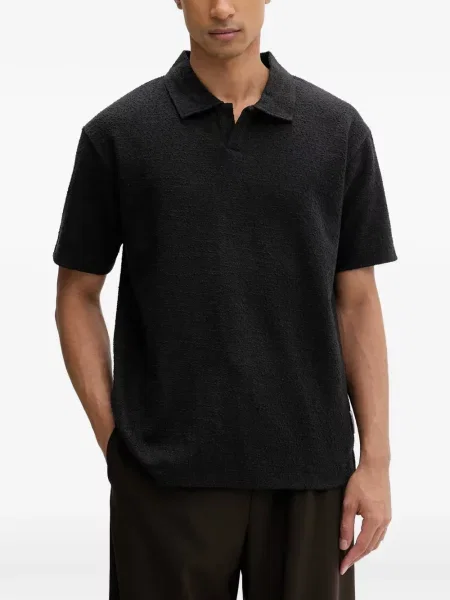 Gulerat bouclé tricou polo Marc O'polo negru