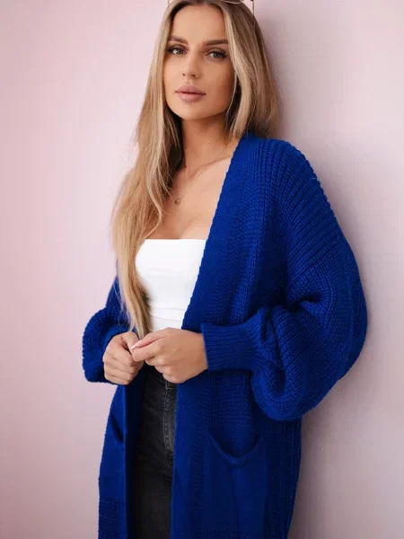 Cardigan Kesi Włoski lung albastru
