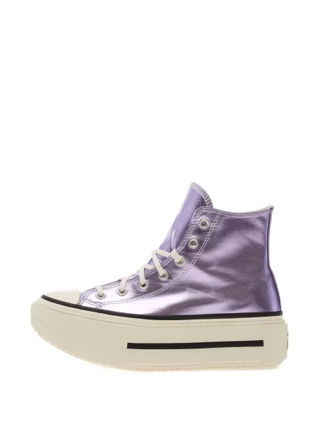 Мюли Converse на платформе бродирани на цветя сребристо