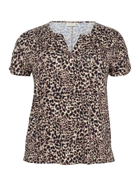 KAFFE CURVE Tricou Charlotta crem / nisipiu negru