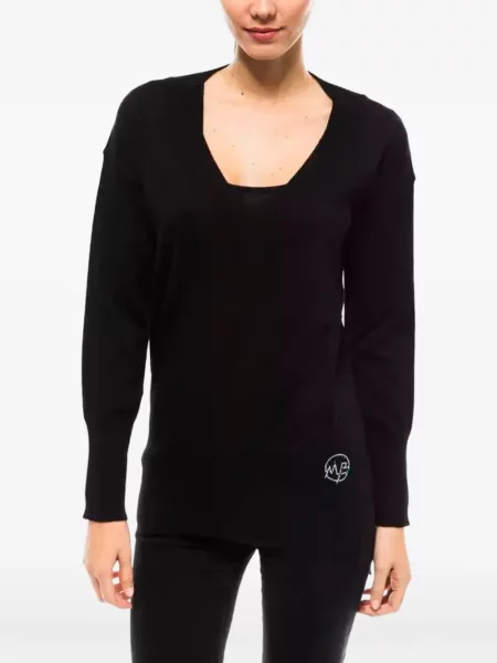 Pulover Montana Blu cu decolteu în V negru
