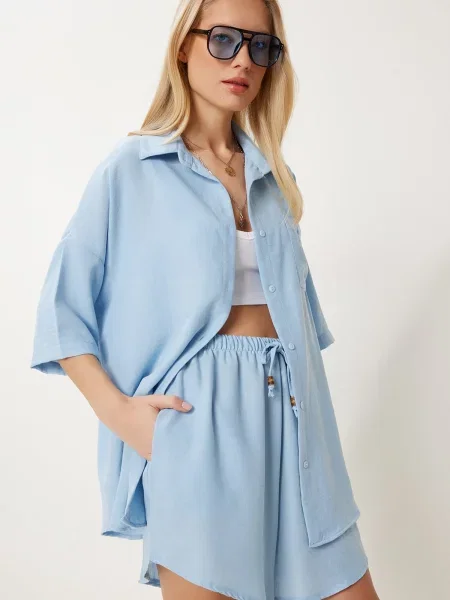 Happiness İstanbul Costum cu pantaloni azuriu