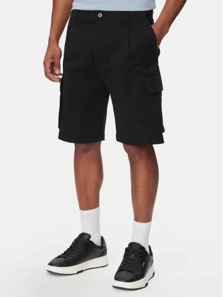 HUGO Шорти от плат Craysen Straight Fit черен
