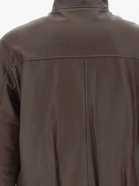 Kožená bunda Boss hnedá