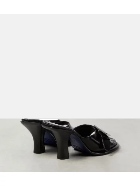 Papuci tip mules Burberry din piele negru