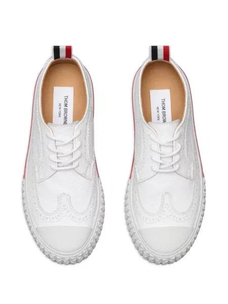 Sneakerși Thom Browne din piele cu dungi alb