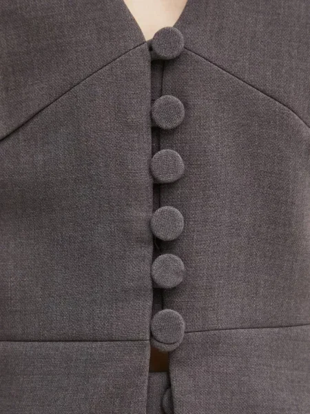 Top Bardot cu gât halter gri