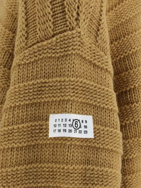 Πουλόβερ Mm6 Maison Margiela με φθαρμένο εφέ κίτρινο