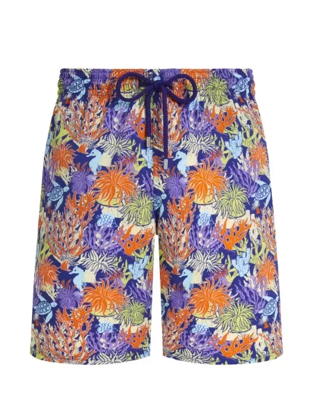 Slip de baie Vilebrequin cu model floral albastru