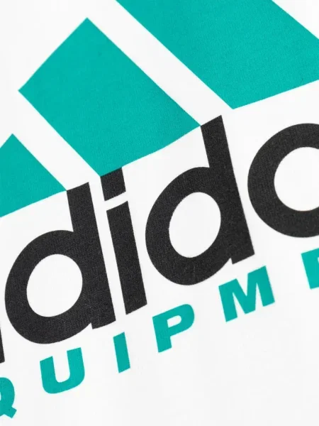 Tricou Adidas cu dungi cu imagine alb