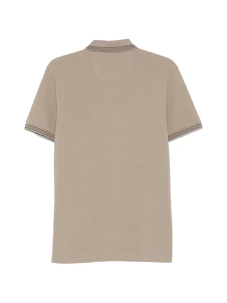 Polo Boss cu dungi scurt maro