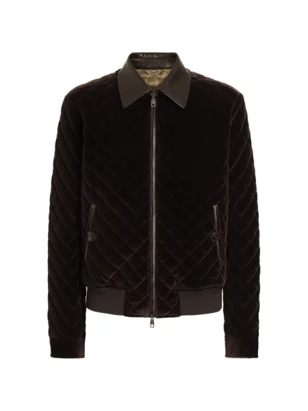 Matlasat geacă bomber Dolce & Gabbana de catifea maro