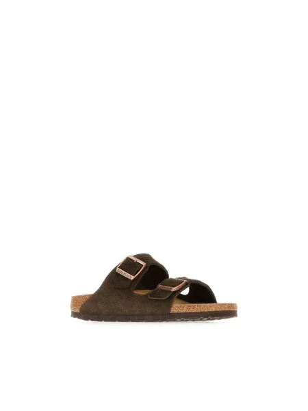 Klapki Birkenstock zamszowe brązowe