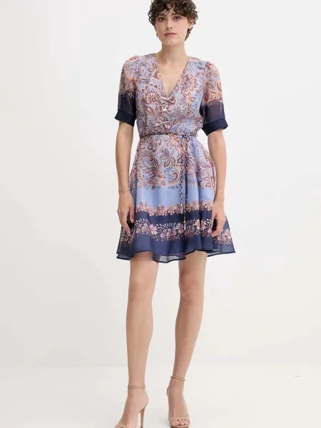 Сукня з додаванням шовку Hale BOB mini розкльошена синій