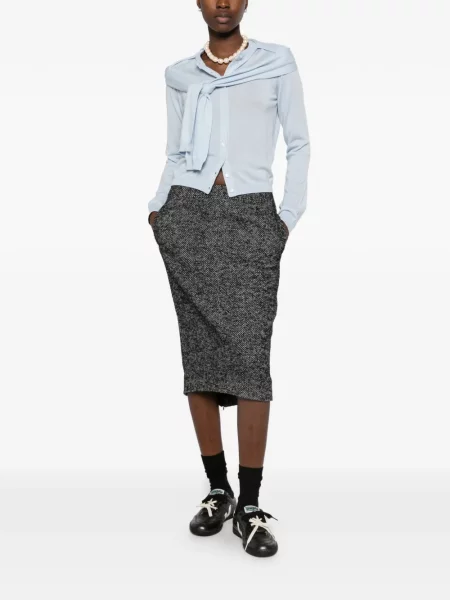 Fustă midi N°21 cu model herringbone negru