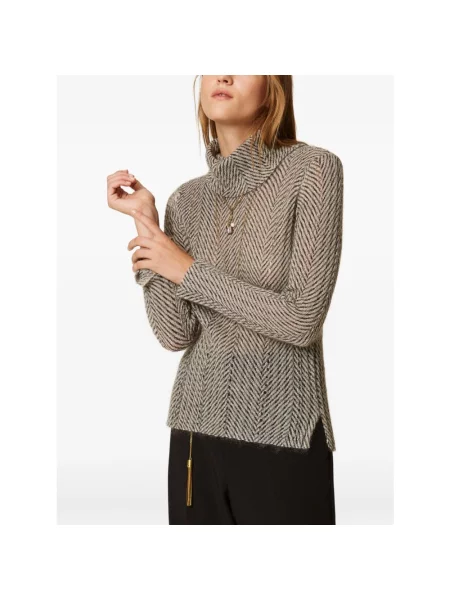Sweter z golfem Twinset do golfa beżowy