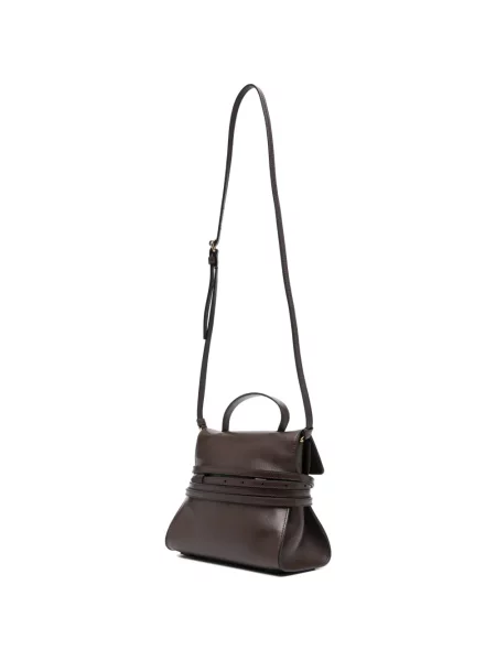 Geanta de piele Moschino din piele cu cataramă mini maro