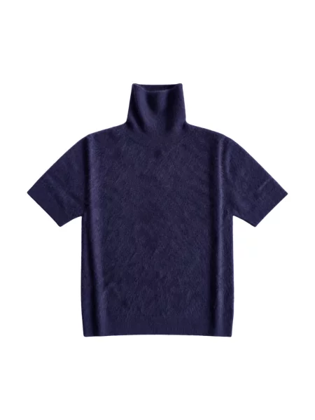 Sweter z golfem Seventy wełniany fioletowy