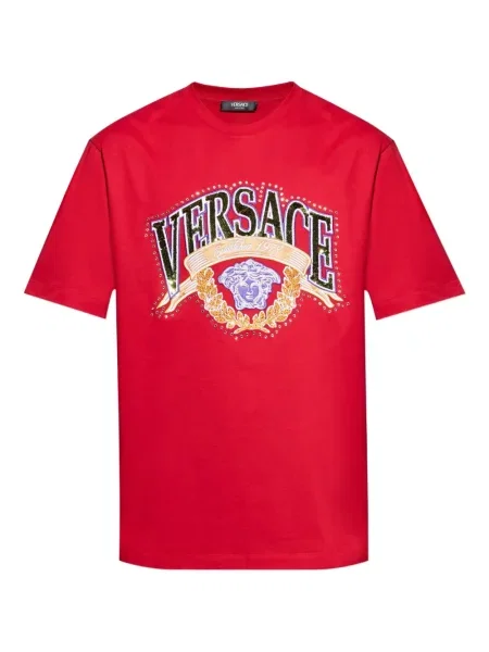 Tricou Versace cu paiete cu decolteu rotund roșu