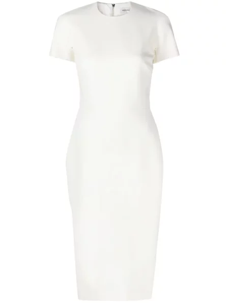 Sukienka midi Victoria Beckham do kolan z twillu garniturowa