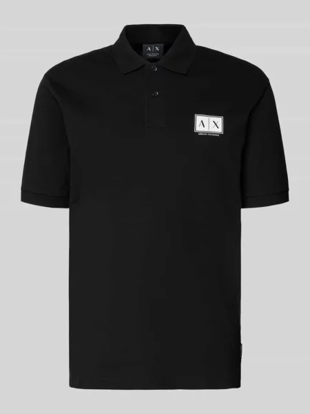 Koszulka polo o kroju regular fit z listwą guzikową Armani Exchange czarne
