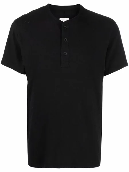 Tricou Rag & Bone cu guler henley scurt negru
