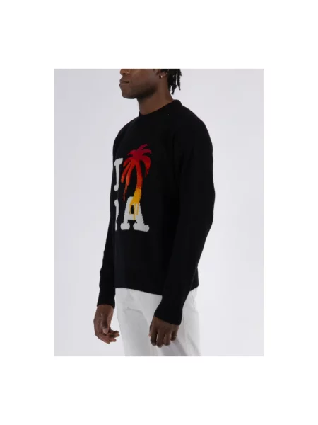 Dzianinowy sweter Palm Angels z długim rękawem czarny