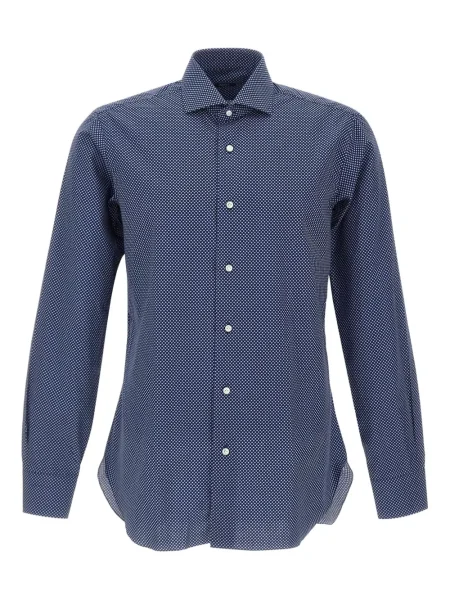 Риза Barba на точки с принт синьо
