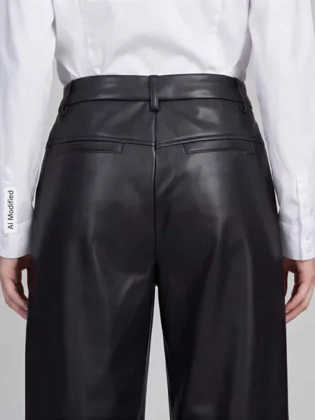 Spodnie ze skórą / ekoskóry o kroju regular fit z detalem z logo model PHIBI' Raffaello Rossi czarne