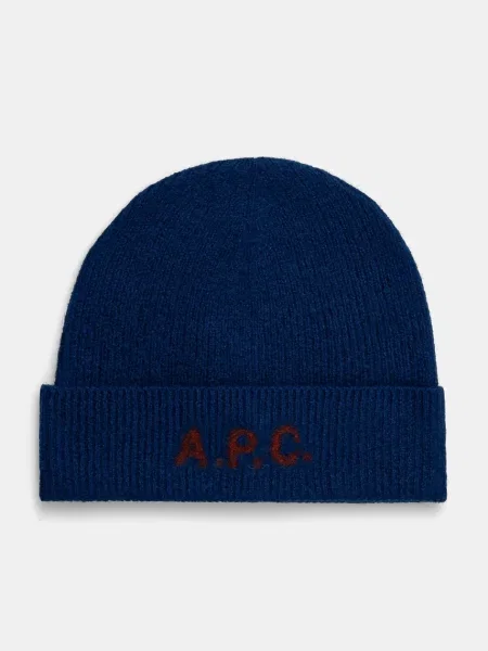 Вълнена шапка A.P.C. bonnet harry от вълна тъмносиньо
