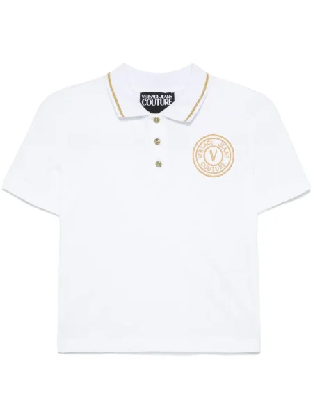 Polo Versace Jeans Couture cu broderie alb