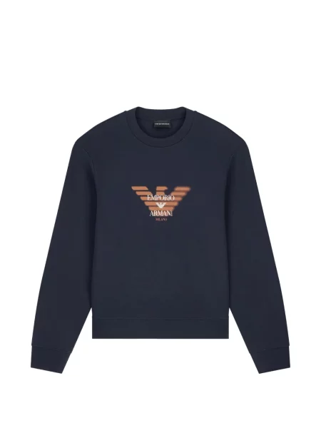 Hanorac Emporio Armani din jerseu cu autograf albastru