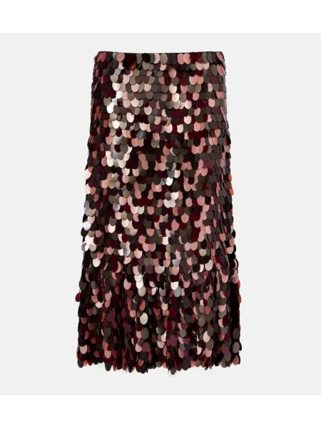 Fustă midi Dries Van Noten până la genunchi bordo